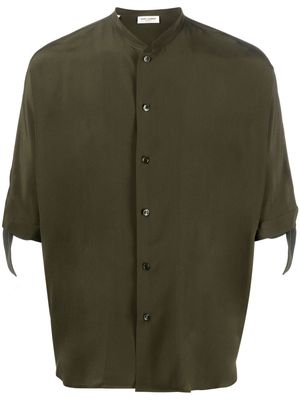 Saint Laurent band collar silk shirt - Green