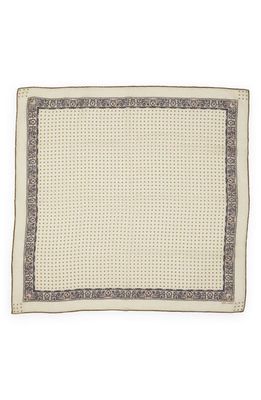Saint Laurent Bandana Print Polka Dot Wool Scarf in Off White/Multicolor