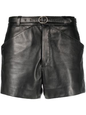Saint Laurent belted leather shorts - Black