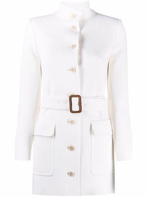 Saint Laurent belted single-breasted coat - White