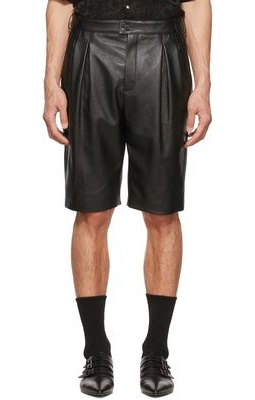 Saint Laurent Black Leather Shorts