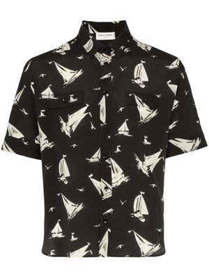 Saint Laurent boat print silk shirt - Black