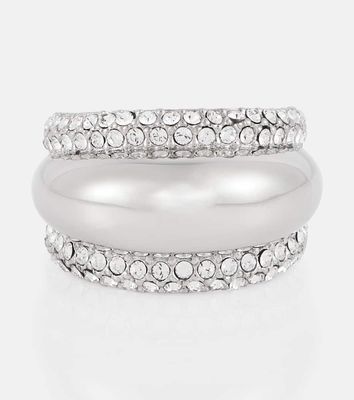 Saint Laurent Brass crystal-embellished ring