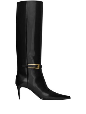 Saint Laurent buckle leather boots - Black