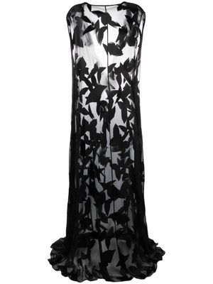 Saint Laurent butterfly-jacquard semi-sheer maxi dress - Black