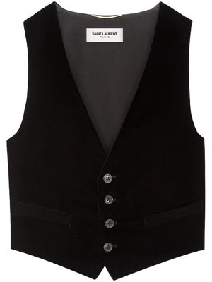 Saint Laurent button-up velvet waistcoat - Black