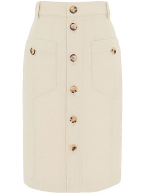 Saint Laurent buttoned-up pencil midi skirt - Neutrals