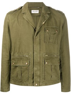 Saint Laurent cargo-pocket military jacket - Green