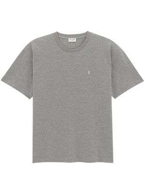 Saint Laurent Cassandre cotton-blend T-shirt - Grey