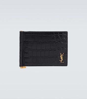 Saint Laurent Cassandre croc-effect leather wallet