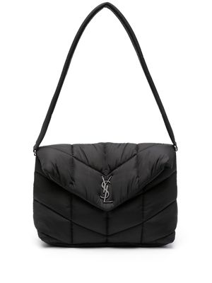 Saint Laurent Cassandre logo-plaque padded shoulder bag - Black