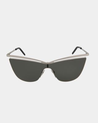 Saint Laurent Cat Eye Sunglasses in Silver Silver Grey