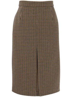 Saint Laurent check-pattern straight skirt - Neutrals