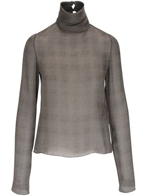 Saint Laurent checked silk top - Grey