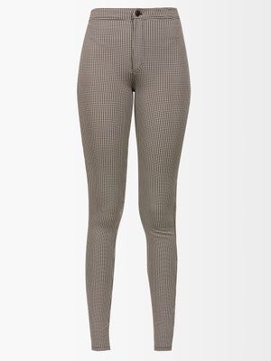Saint Laurent - Checked Stretch-jersey Trousers - Womens - Black White