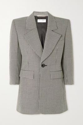 SAINT LAURENT - Checked Wool Mini Dress - Gray