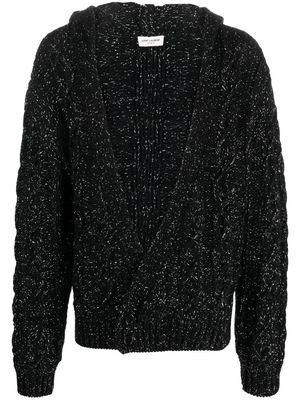 Saint Laurent chunky-knit hooded cardigan - Black