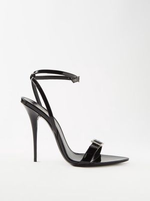 Saint Laurent - Claude 110 Crystal-embellished Leather Sandals - Womens - Black