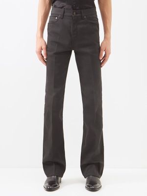 Saint Laurent - Clyde Coated Denim Flared Trousers - Mens - Black