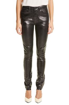 Saint Laurent Coated Skinny Jeans in Vinyle Shiny Black