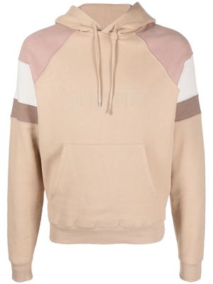 Saint Laurent colour-block logo embroidery hoodie - Neutrals