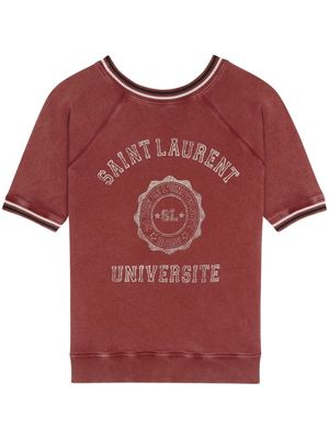 Saint Laurent cotton distressed-finish sweatshirt - Red