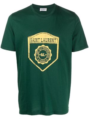 Saint Laurent crest-print short-sleeve T-shirt - Green
