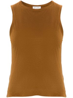 Saint Laurent crew-neck cotton tank top - Brown