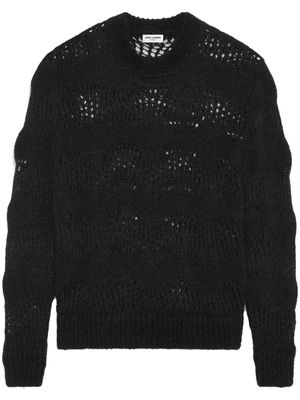 Saint Laurent crew-neck open-knit jumper - Black