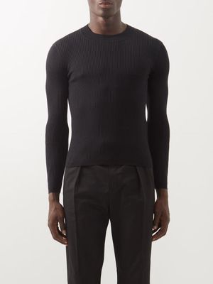 Saint Laurent - Crew-neck Ribbed Wool-blend Sweater - Mens - Black