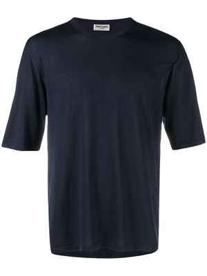 Saint Laurent crew-neck wool-cashmere T-shirt - Blue