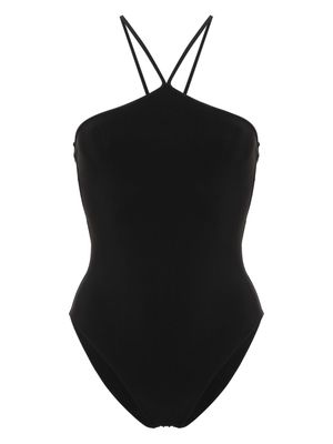 Saint Laurent criss-cross halterneck swimsuit - Black