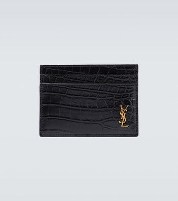 Saint Laurent Croc-effect leather card holder