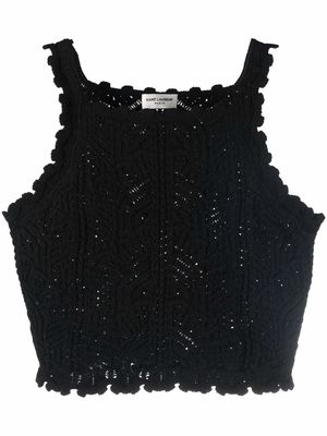 Saint Laurent crochet cropped wool top - Black