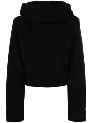 Saint Laurent cropped draped hoodie - Black