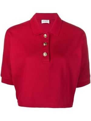 Saint Laurent cropped polo top - Red