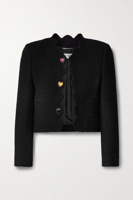 SAINT LAURENT - Cropped Wool-blend Bouclé Jacket - Black