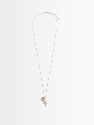 Saint Laurent - Crystal-embellished Charm Necklace - Mens - Silver