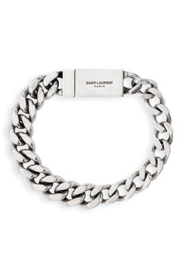 Saint Laurent Curb Chain Bracelet in Argent Oxyde
