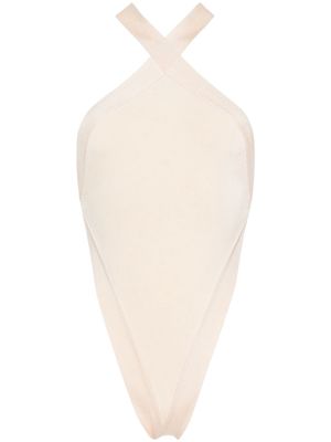 Saint Laurent cut-out halterneck bodysuit - Neutrals