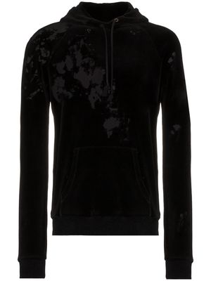 Saint Laurent Destroyed velvet hoodie - Black