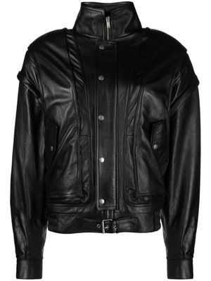 Saint Laurent detachable-sleeves leather bomber jacket - Black