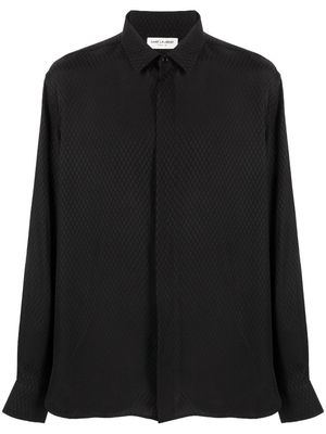 Saint Laurent diamond-jacquard silk shirt - Black