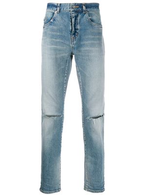 Saint Laurent distressed detail slim-fit jeans - Blue