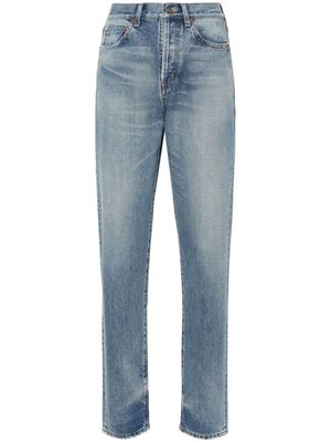 Saint Laurent distressed high-waisted jeans - Blue