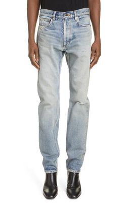 Saint Laurent Distressed Relaxed Fit Jeans in Melrose Blue