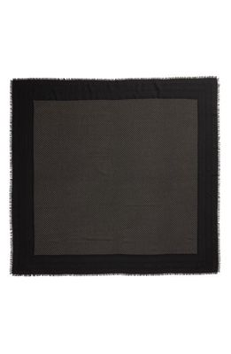 Saint Laurent Dots Logo Border Wool & Silk Square Scarf in Black/Ivory