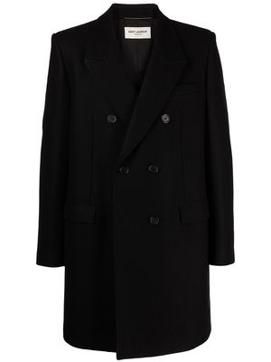 Saint Laurent double-breasted button-fastening coat - Black