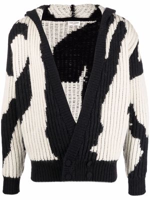 Saint Laurent double-breasted hooded cardigan - Black