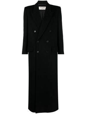 Saint Laurent double-breasted long coat - Black